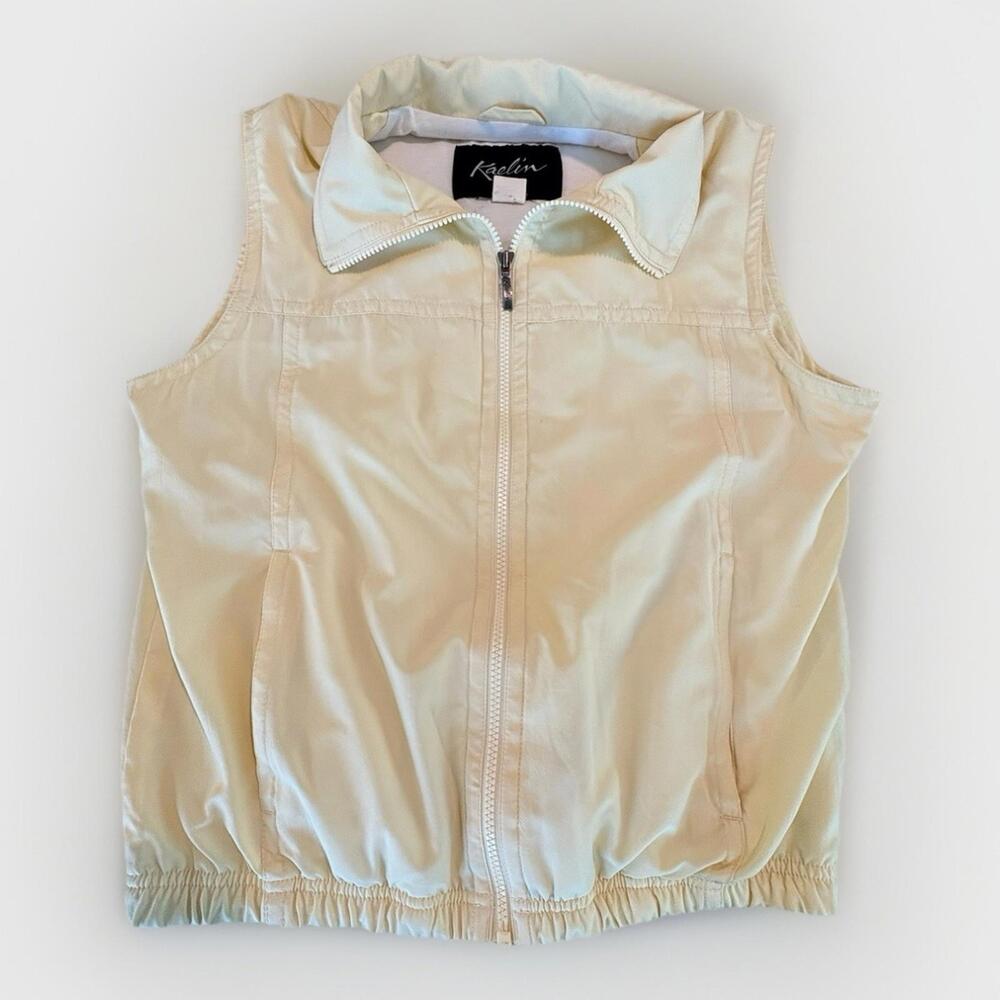 Vtg 80s 90s KAELIN US Unisex Cream Yellow Full Zip Pullover Windbreaker (A16)